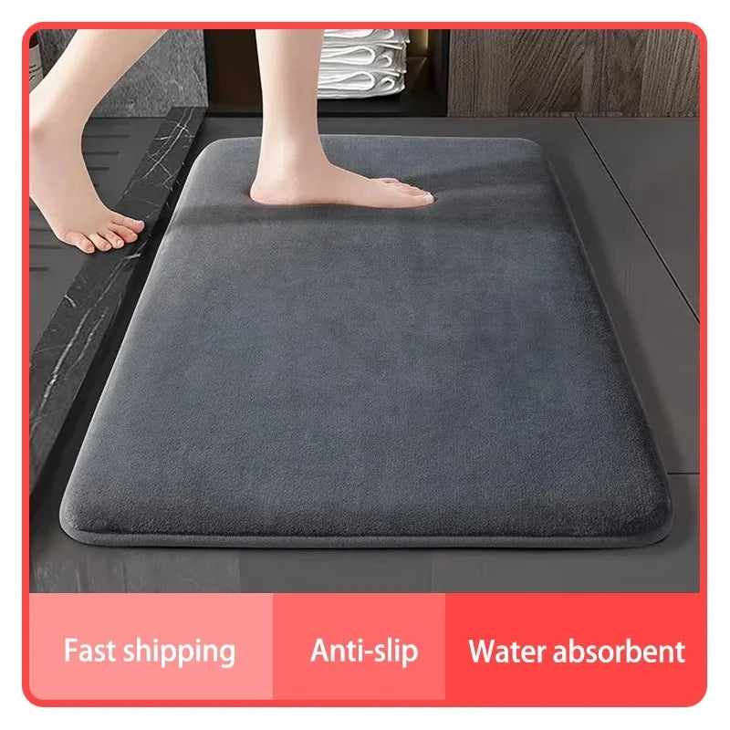 tapis bain gris foncé velours absorbant antidérapant moderne salle bain grande taille extra doux