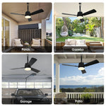 ventilateur moderne noir lumière led télécommande modes vitesse reversible memoire