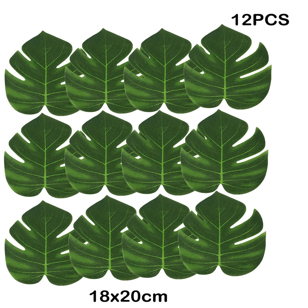feuilles artificielles vert doré feuilles tropicales moderne extérieur décoration anniversaire mariage baby shower piquet