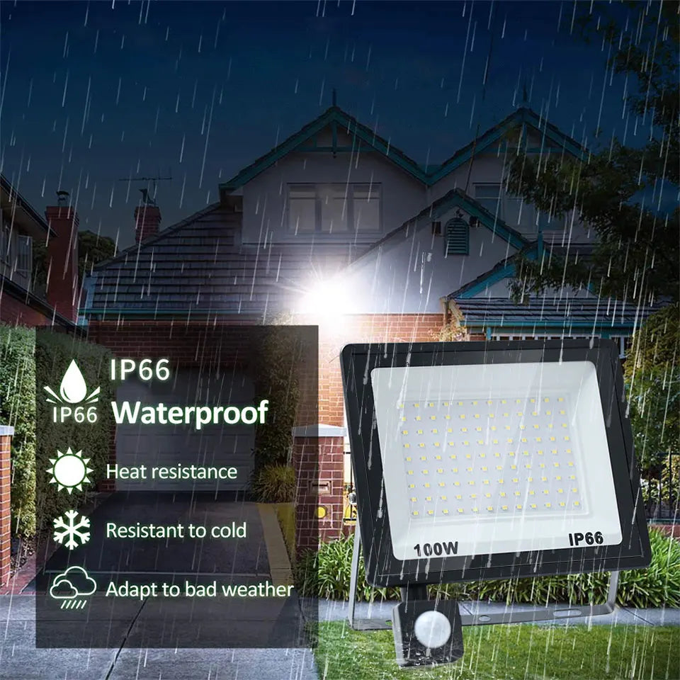 projecteur led capteur mouvement 10w 100w ip66 moderne noir aluminiumextérieur