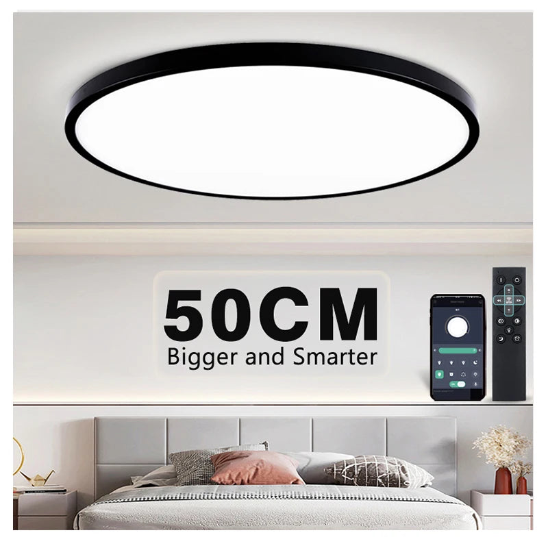 lampe led noir blanc moderne télécommande application 50cm largeur 200082000lm