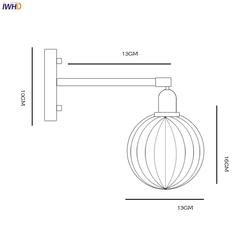 lampe murale moderne or transparent ampoule led câble interrupteur 10cm 13cm 16cm