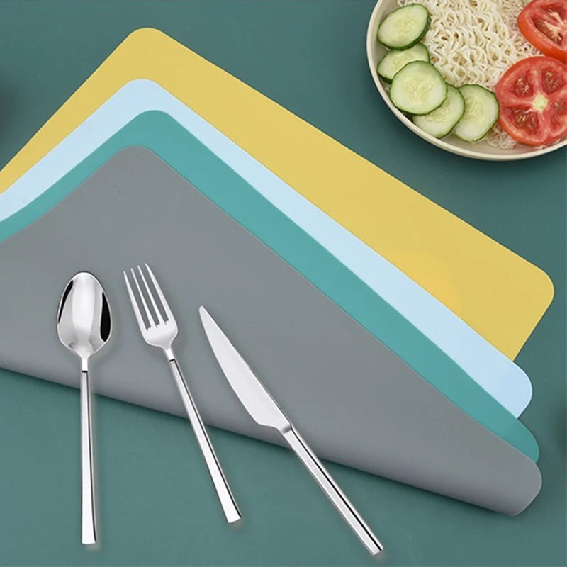 tapis table silicone antidérapant jaune bleu gris moderne 40x30cm quotidien lavable durable