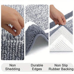 tapis sol microfibre moderne gris blanc bordure blanche antidérapant salle bain