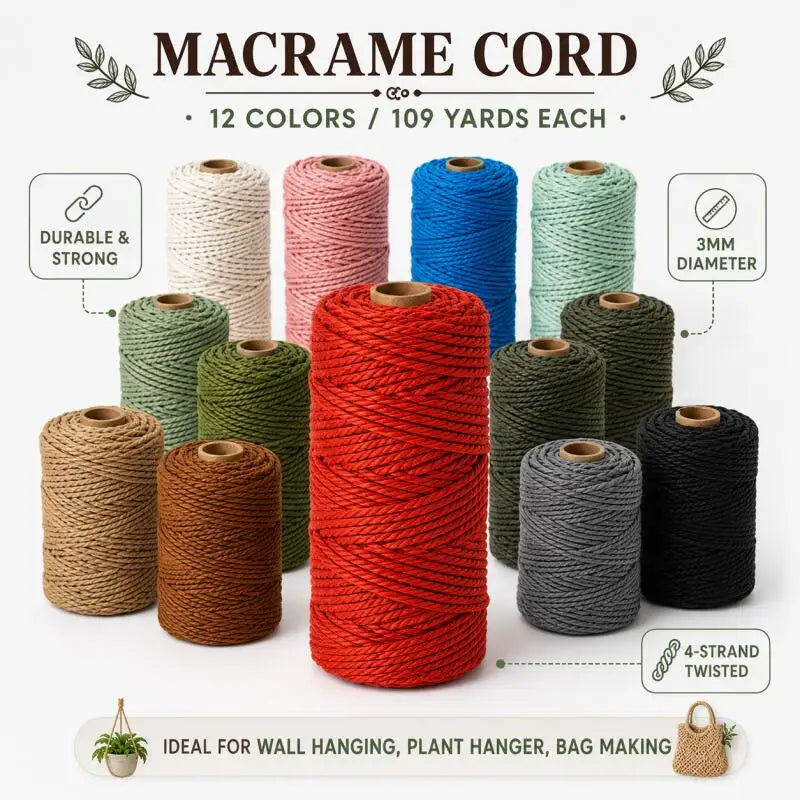 corde macramé coton colorée blanc rose bleu rouge vert marron gris noir