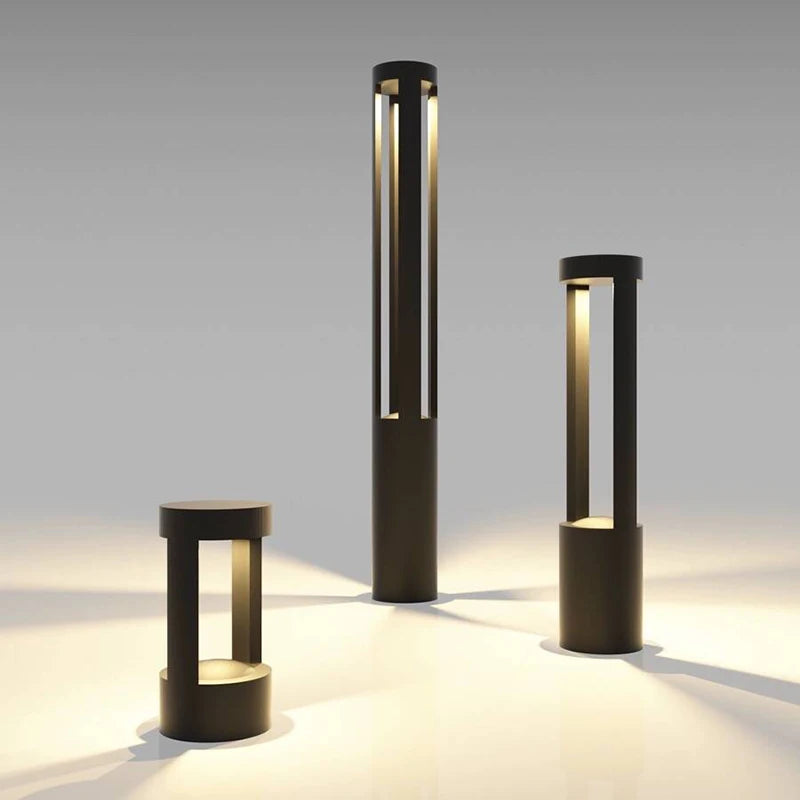 lumière solaire led moderne noire étanche jardin paysagiste 150mm 300mm 600mm 800mm 1000mm 1200mm