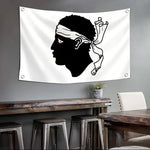 drapeau corse tête masculine foulard graphique noir blanc intérieur extérieur decoration chambre salon