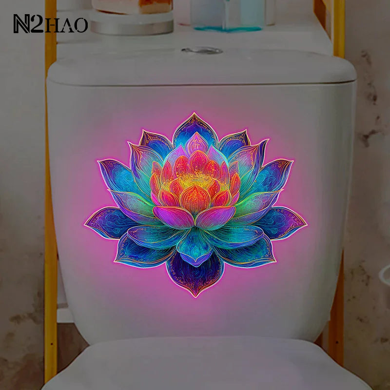 sticker mural multicolore fleur lotus moderne adhésif chambre bain décoration intérieure graphique