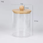 boîte rangement transparente bois coton tiges couvercle bambou moderne minimaliste anti poussière cosmétiques salle