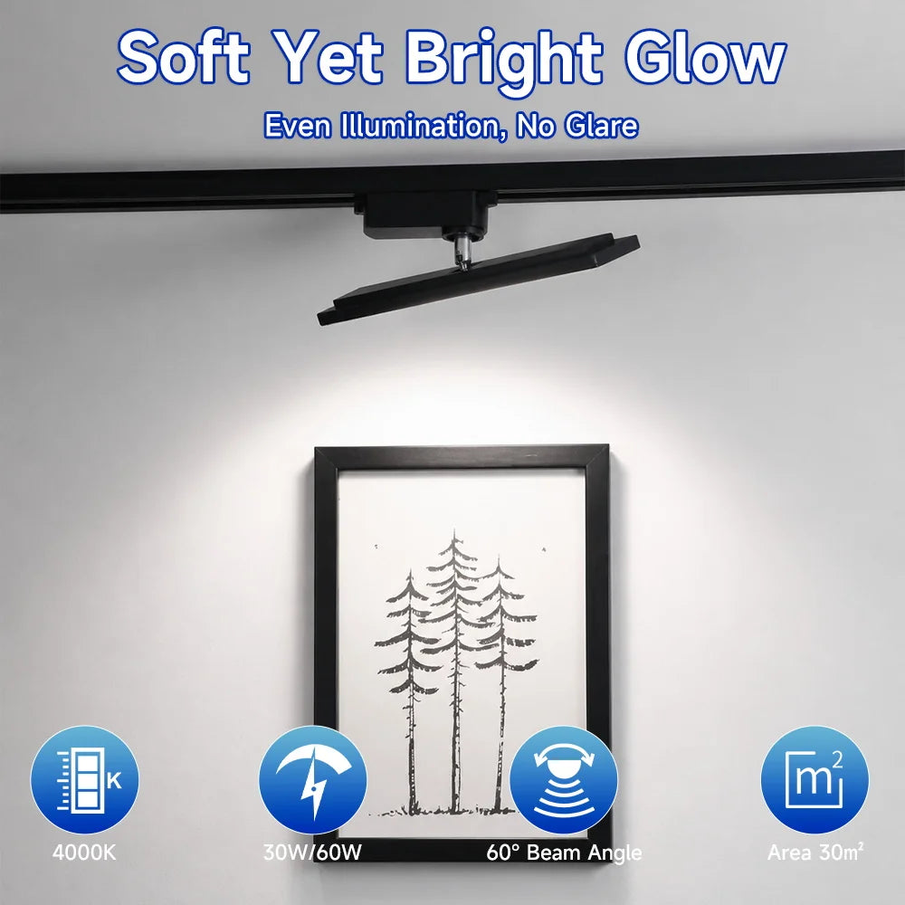 projecteurs led rail noir moderne 30w 60w 30cm 60cm facile certifiés cecccrohs