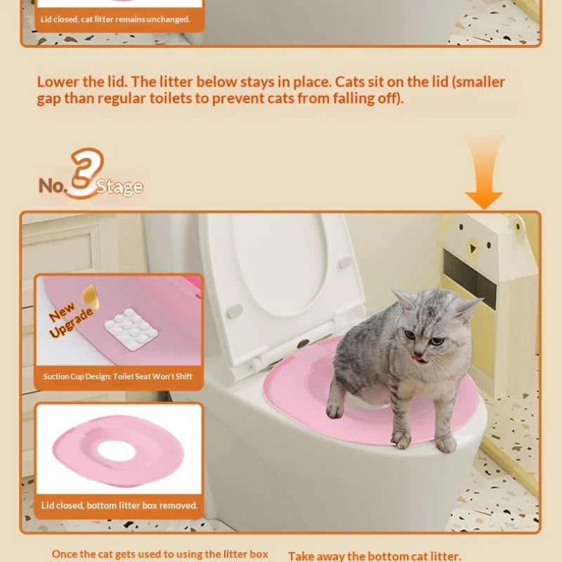 siège toilette chats rose moderne adhésif tapis propreté nettoyage animal dimension 39cm 36.5cm