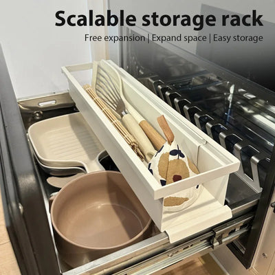 Étagère rétractable pour armoire cuisine avec tiroir intégré
