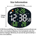 horloge murale numérique moderne multifonctionnelle affichage led noir blanc vert