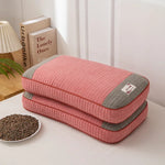 oreiller bleu rose gris vert rayures moderne coton bio hypoallergénique oblong catégorie