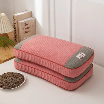 oreiller bleu rose gris vert rayures moderne coton bio hypoallergénique oblong catégorie