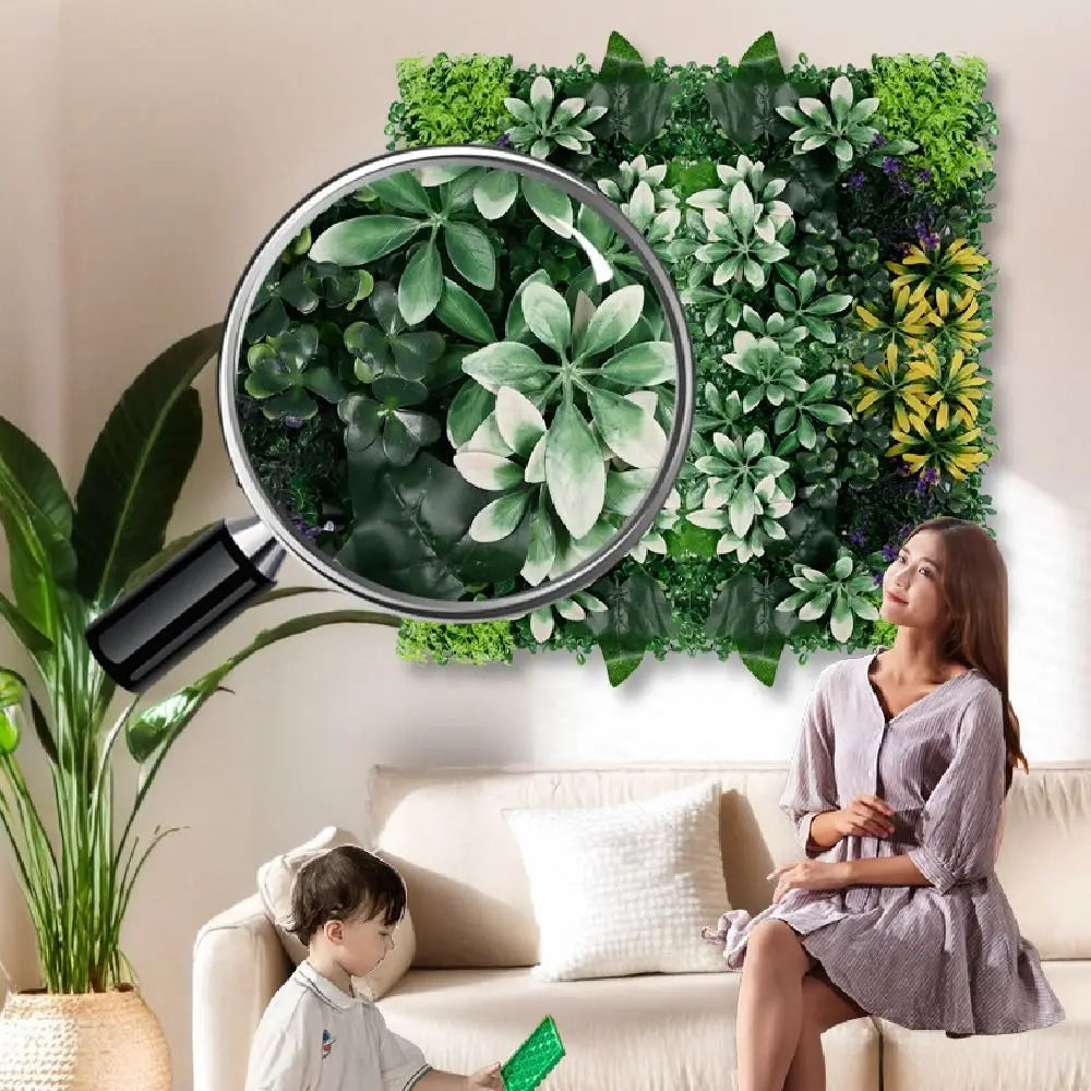 panneau mural végétal artificiel feuilles diverses moderne intérieur branches naturel clips opaques