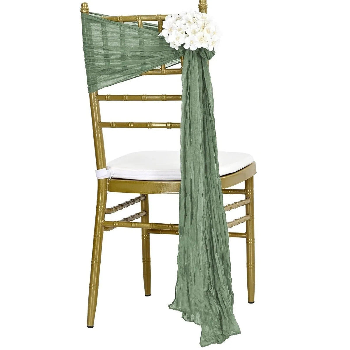 rubans chaise crêpés vert bleu marron adhésifs mariage décoration événement simples
