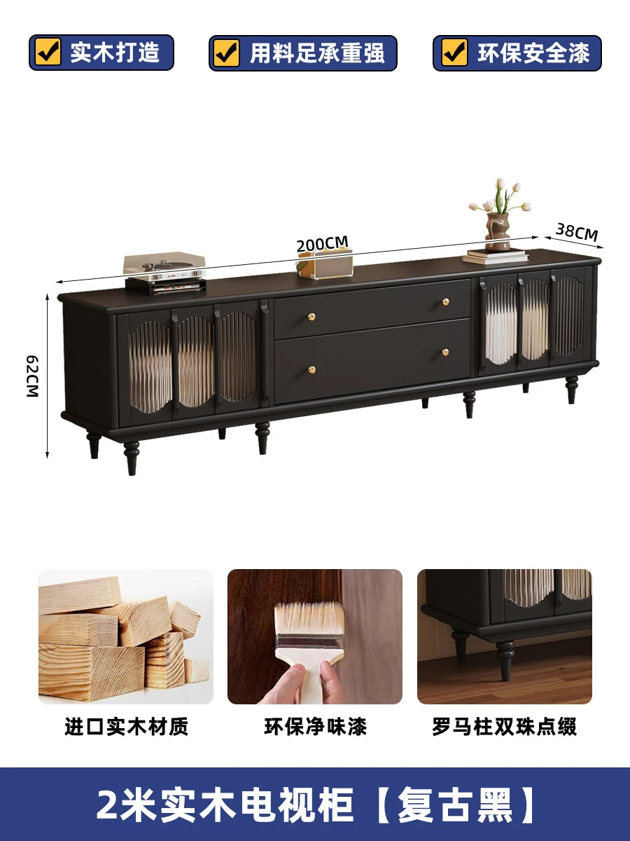 meuble bas tv rétro marron foncé tiroirs décoratifs porte gaufrée semi transparent vintage scandinave