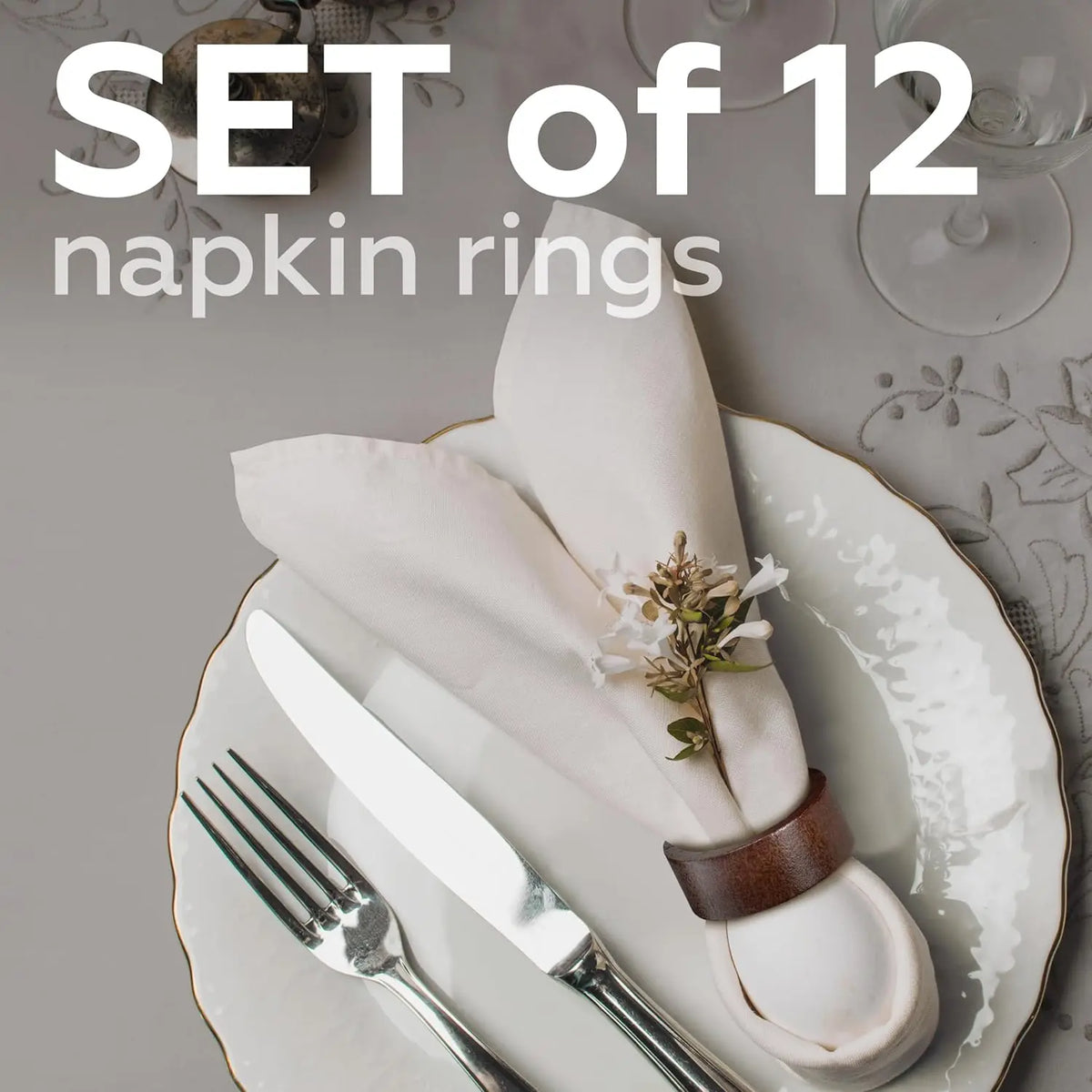 porte serviettes bois rustique set 12 pièces serviettes texturées champêtre assiettes fourchette couteau cuillère