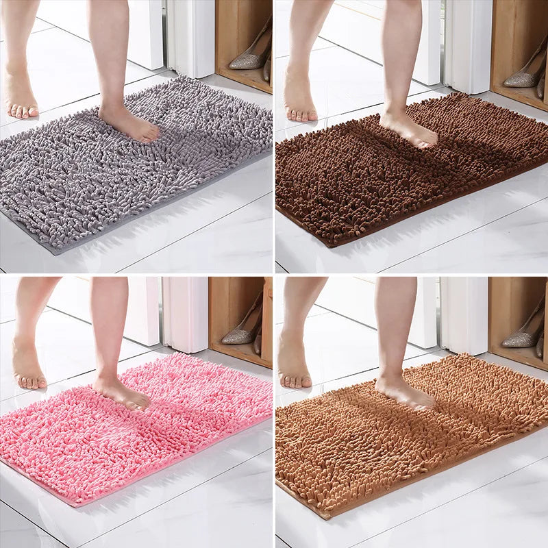 tapis bain moderne microfibres gris marron rose vert absorbant 50x80cm salle bain durable