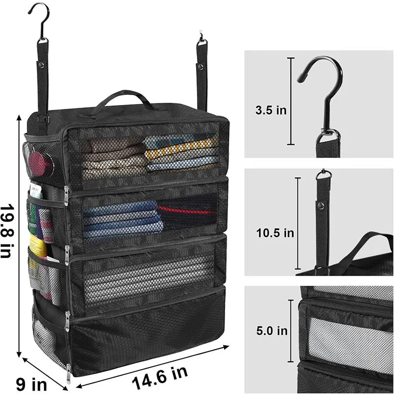 organisateur rangement bleu marine noir maille pratique crochets suspendu armoire vêtements multifonctionnel tissé opaquet