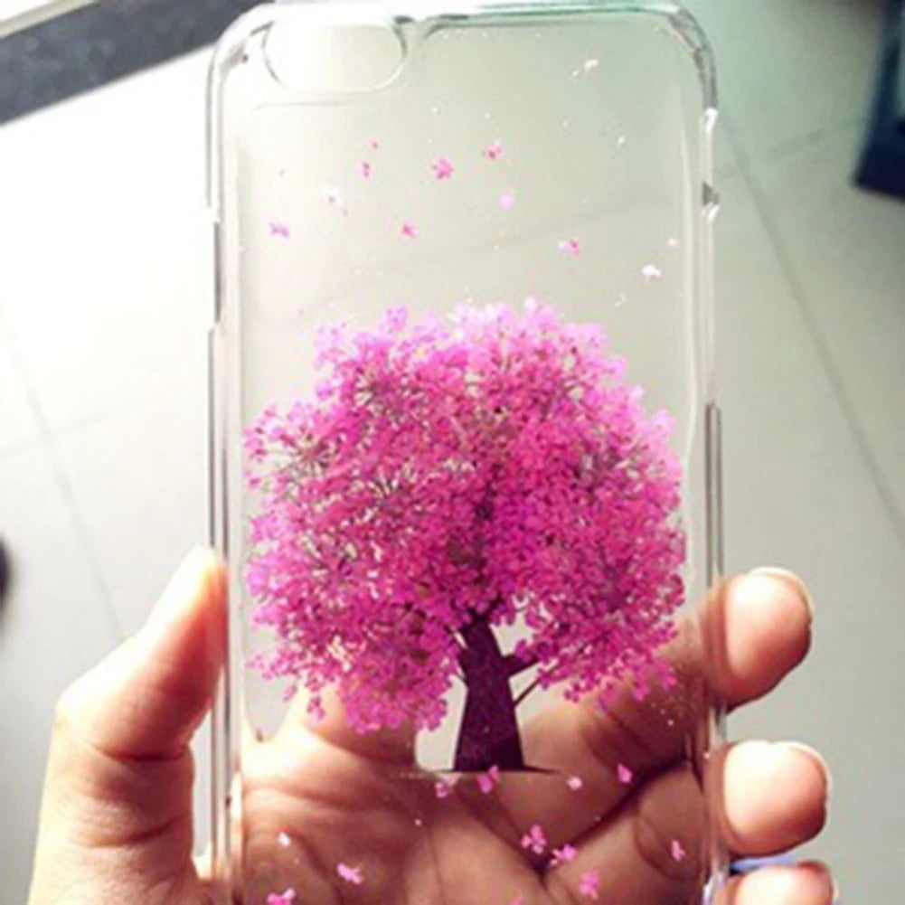 fleurs séchées pressées coque téléphone transparente arbre fleurs roses naturel artisanat bijoux 100 pièces