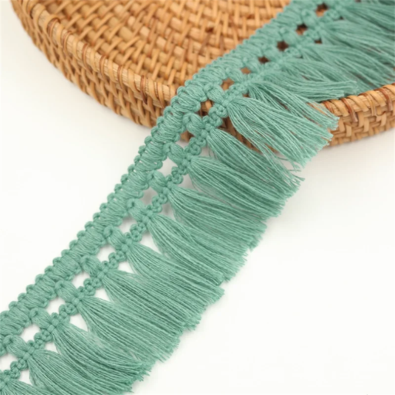 ruban macramé franges boho vert eau bleu marine orange noir blanc artisanal