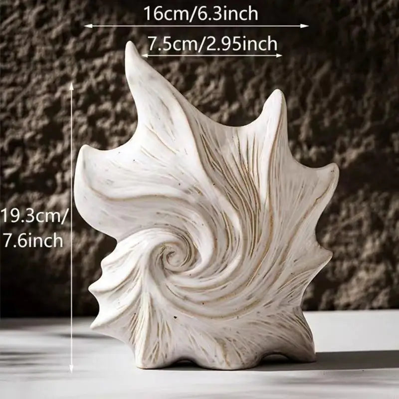 vase decoratif moderne resine blanc cassé motif organique hauteur 19cm fleurs séchées lumiere diffuse