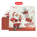 serviettes papier noel pere noel rouge blanc geometrique festives 16.5cm 6.5cm