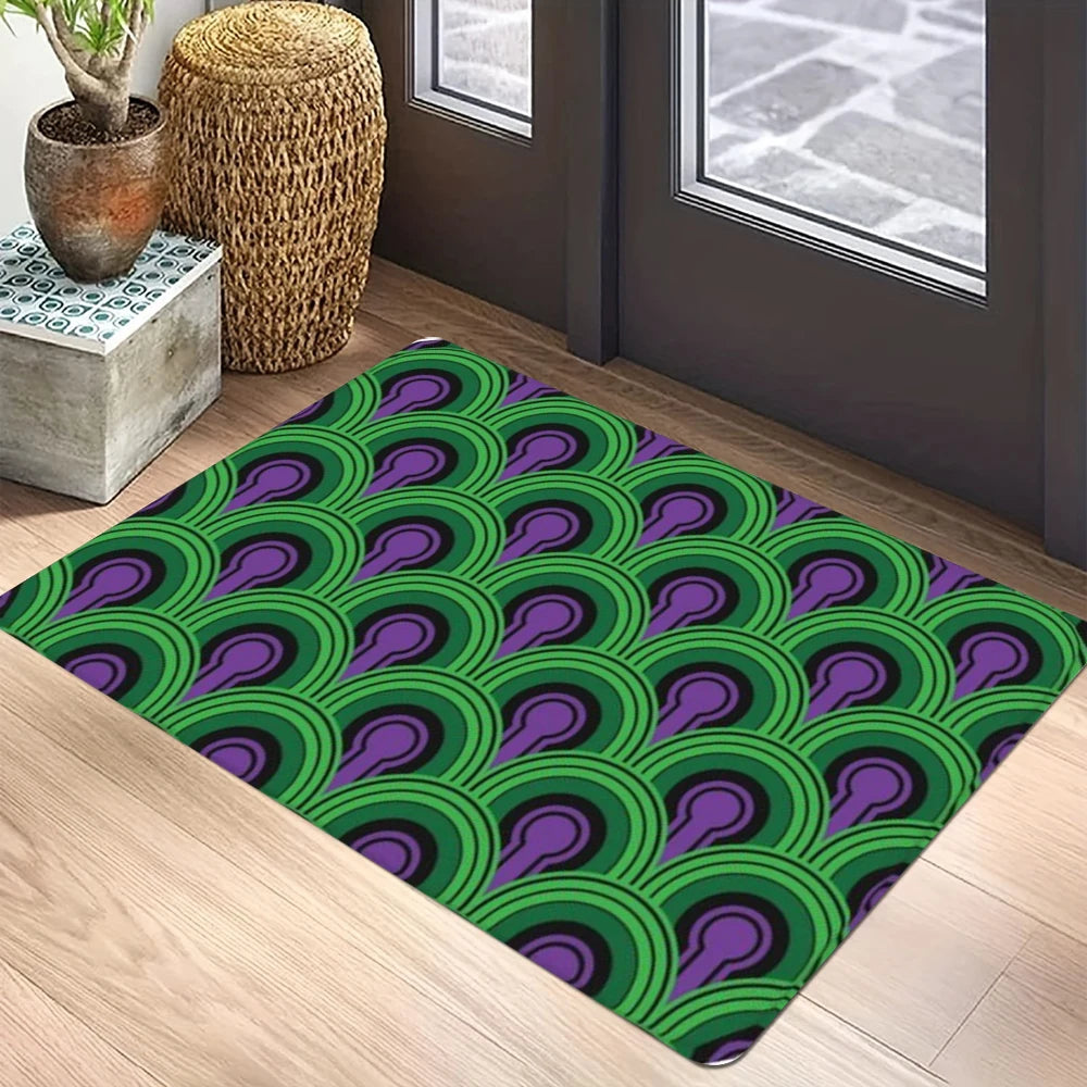tapis sol antidérapant polyester résistant modernes couleurs vert violet orange gris blanc motifs géométriques