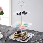 support desserts multi niveaux blanc dentelle classique fruits gâteaux macarons partyDecoration