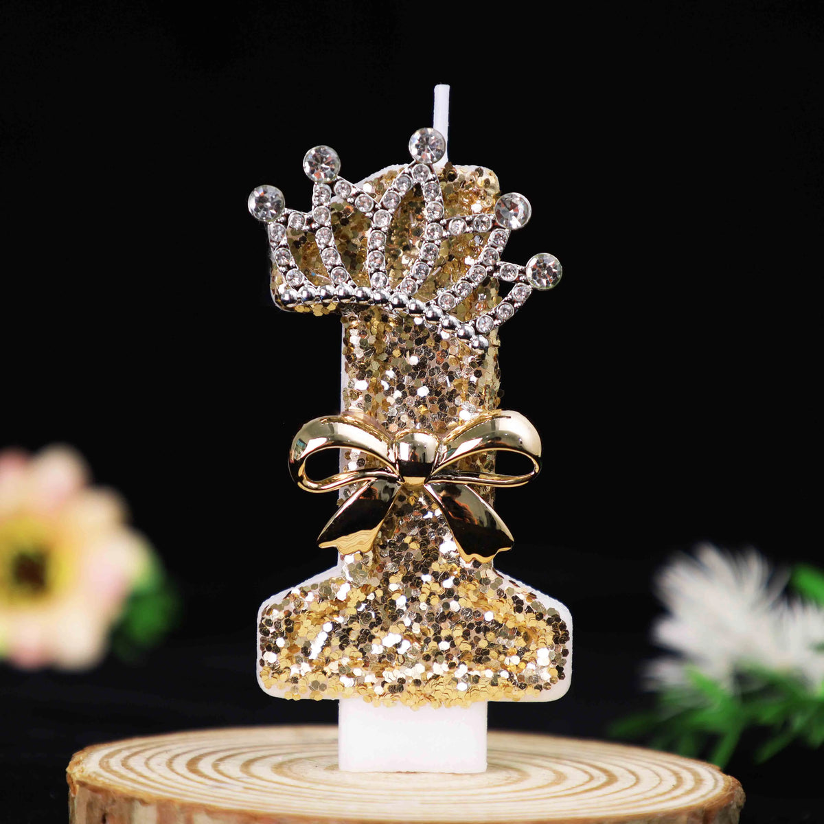 bougies numérotées pailletées dorées argentées anniversaire festives couronnes rubans clips decoration gâteau fête mariage
