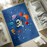 tapis dessin animé planètes astronautes enfants moderne bleu rouge orange chambre salonextérieur commercialisation