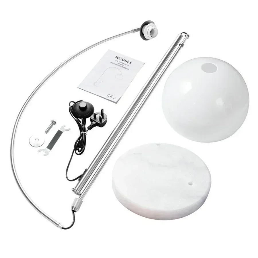 lampe sol moderne blanc orange abat jour céramique base marbre tige métal chromé