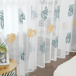rideau blanc transparent motif feuilles tropicales moderne salon chambre