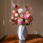 bouquet fleurs artificielles vase bleu foncé blanc crème modernes décoration intérieure mariage anniversaire