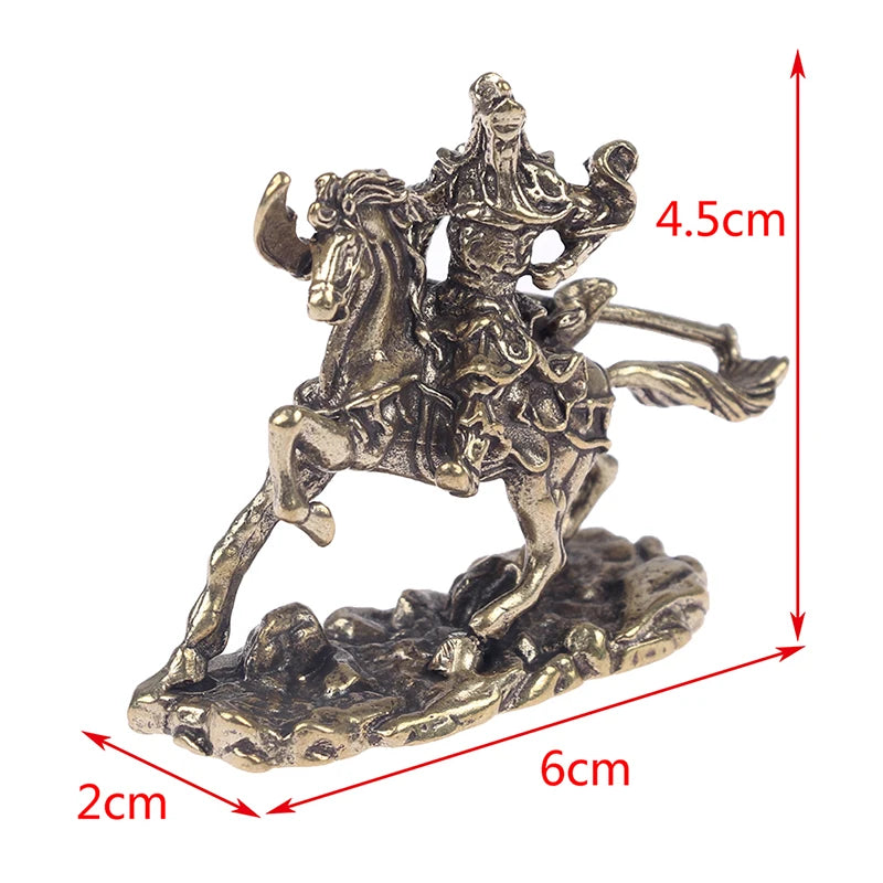 statue décorative personnage cheval doré bronze texture métal vieilli traditionnel art asiatique