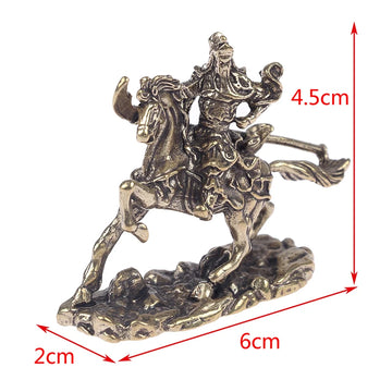 statue décorative personnage cheval doré bronze texture métal vieilli traditionnel art asiatique