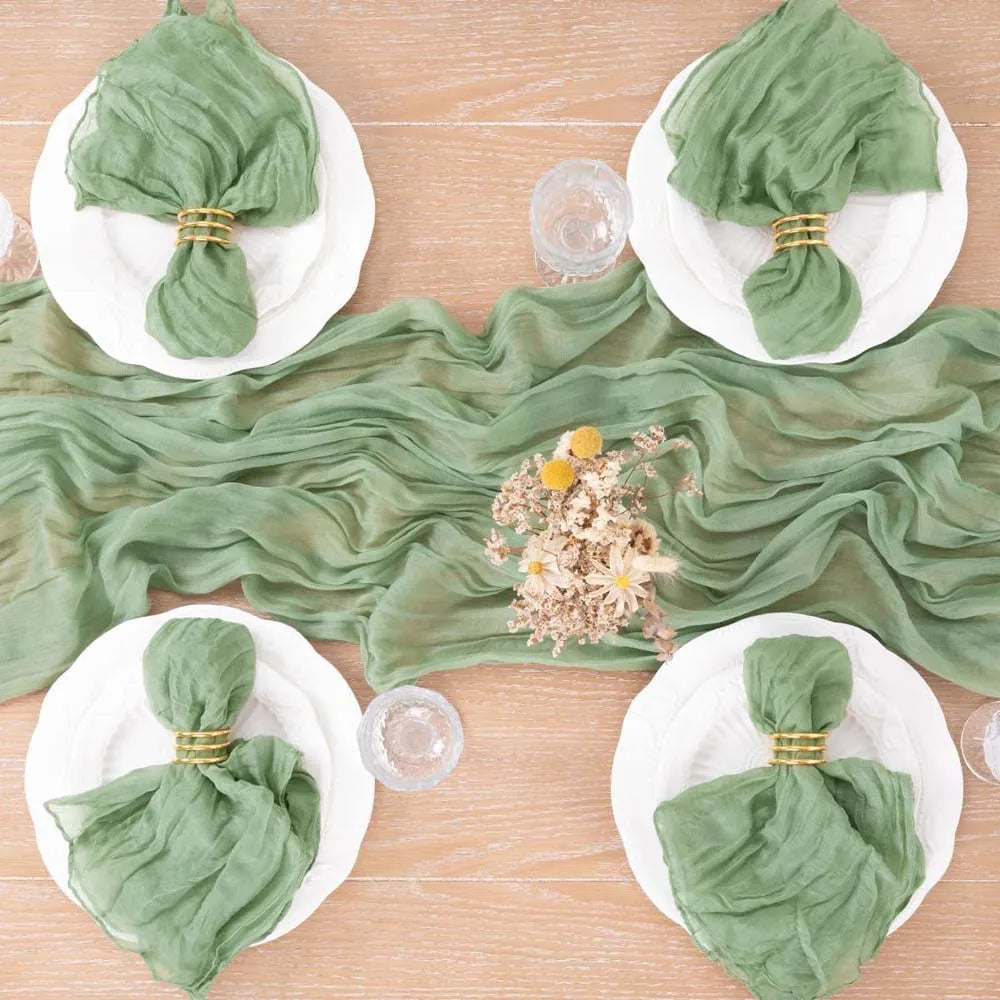 serviettes table moderne vert olive 100% polyester anneaux métalliques maison restaurant mariage fêtes textures