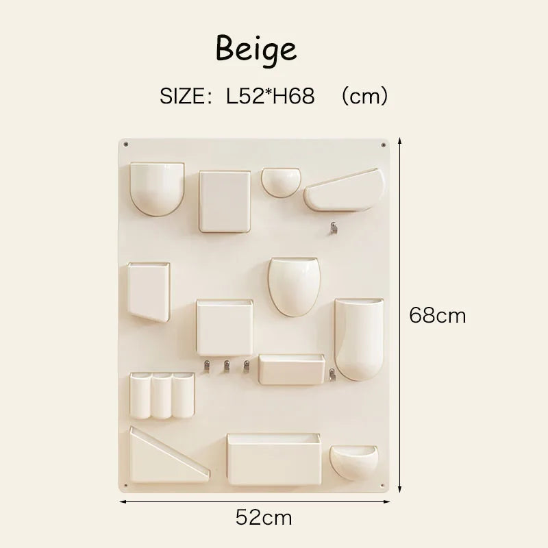 panneau rangement mural clips couleur beige vert blanc rouge noir moderne salon