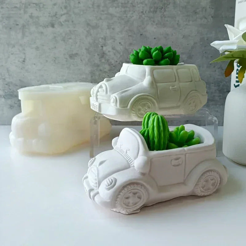 cache plantes forme voiture camion train blanc rose vert vintage rétro