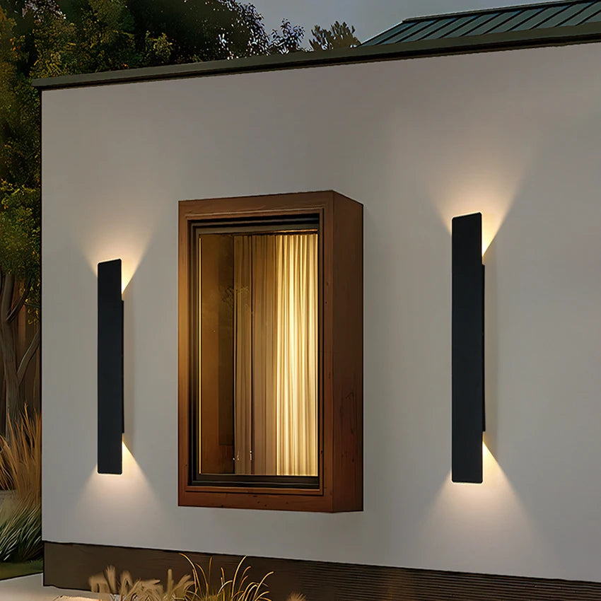 applique murale moderne led ip65 18w 41cm 24w 61cm noir aluminium