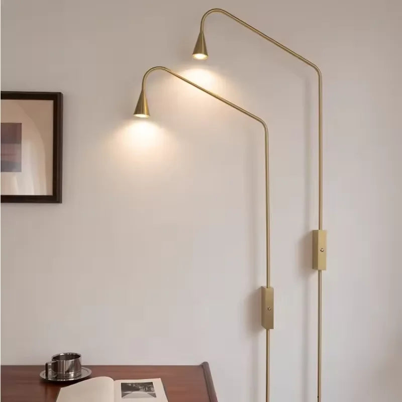 lampe sol or noir moderne minimaliste éclairage quotidien cuisine étude salle bain interrupteur câble
