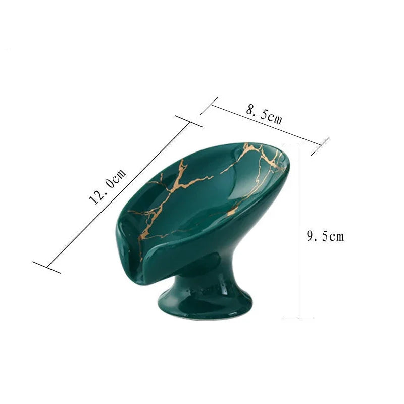 support savon céramique marbré doré blanc vert moderne adhésif drainage