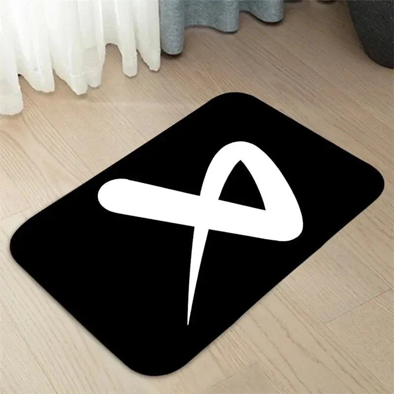 tapis toilette noir logo bauer motif points moderne 80x120cm 120x160cm 40x60cm