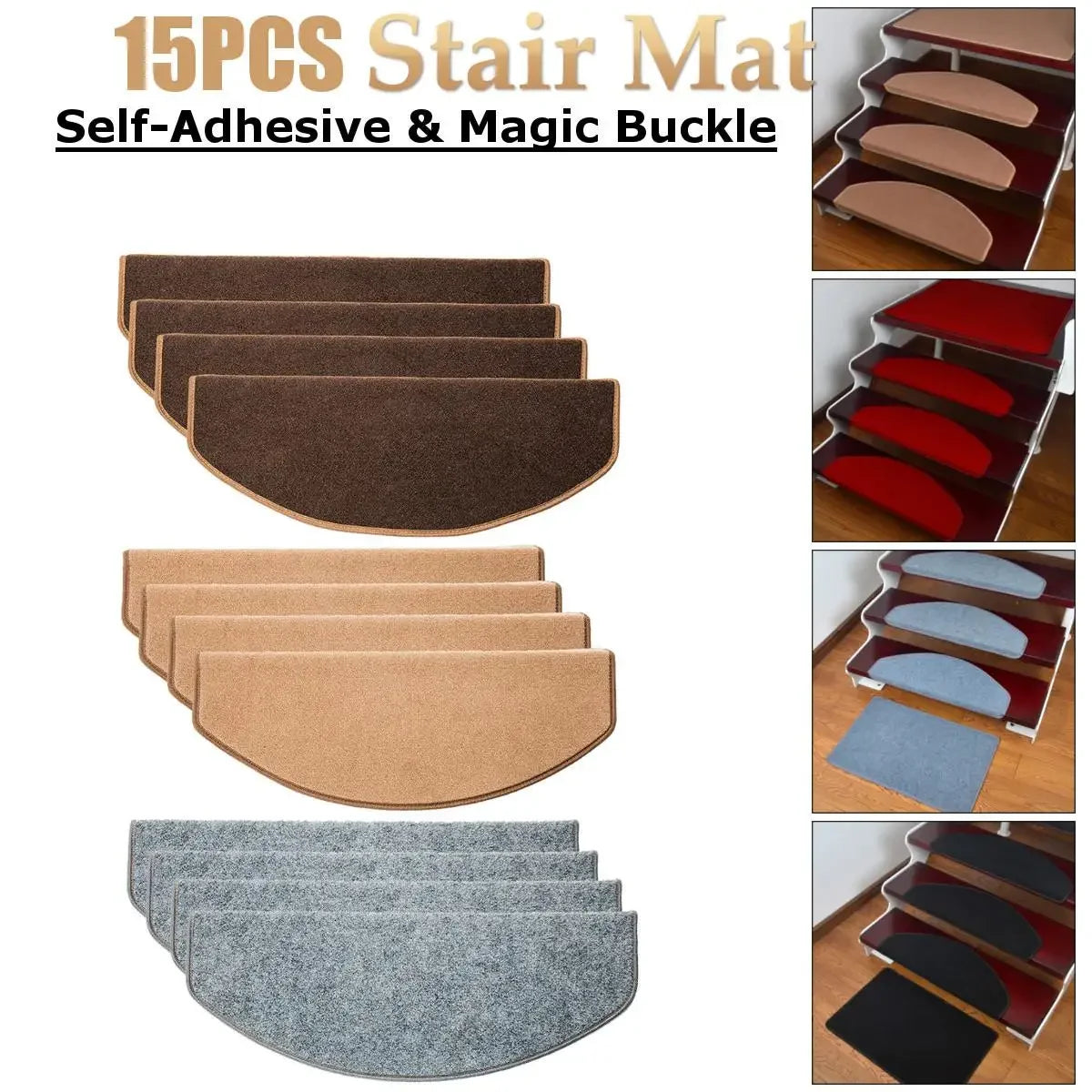 tapis antidérapants adhésifs protection marches escalier moderne 15 pièces différentes couleurs