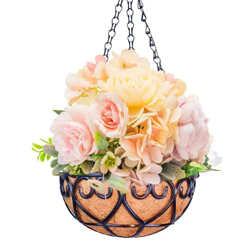 paniers suspendus décoratifs panier résine métal fleurs artificielles vintageextérieur balcon
