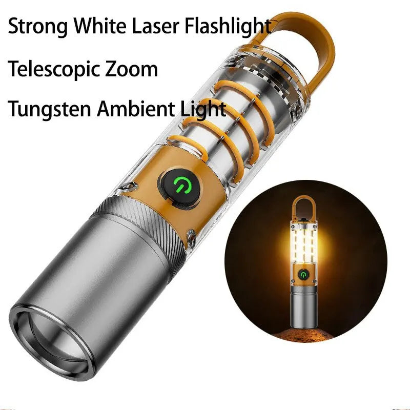 lampe torche rechargeable argent doré moderne pointeur laser réglable transparent