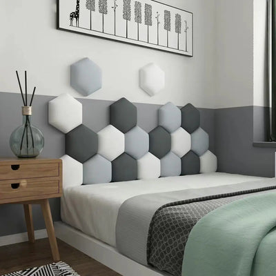 Panneau mural hexagonal en bois pour tête de lit style nordique