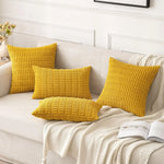 coussins décoratifs modernes jaune rayures horizontales bohème polyester coton utilisation canapé lit voiture
